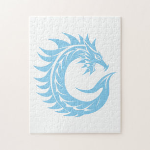 Puzzle Lettre C de style dragon, alphabet du dragon, mono