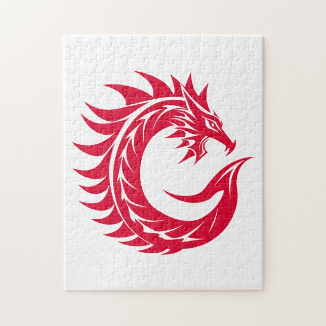 Puzzle Lettre C de style dragon, alphabet du dragon, mono (Vertical)