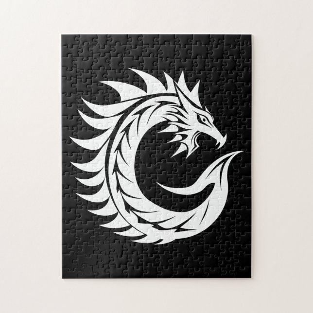 Puzzle Lettre C de style dragon, alphabet du dragon, mono (Vertical)