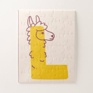 Puzzle Lettre charmante "L" Art alphabétique lama