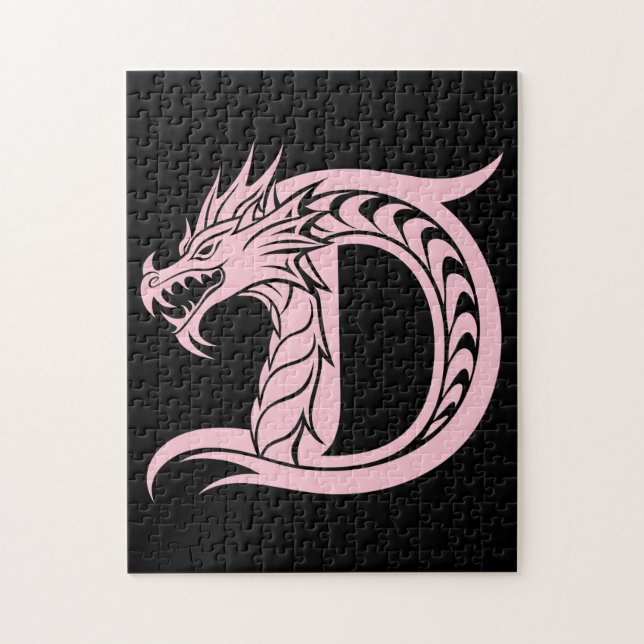 Puzzle Lettre D de style dragon, alphabet dragon, monogra (Vertical)