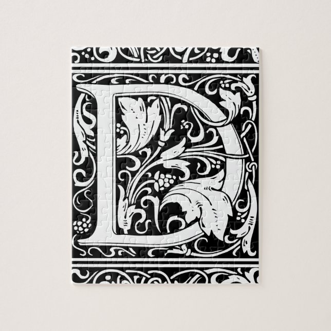Puzzle Lettre D Monogramme Art Nouveau Médiéval (Vertical)