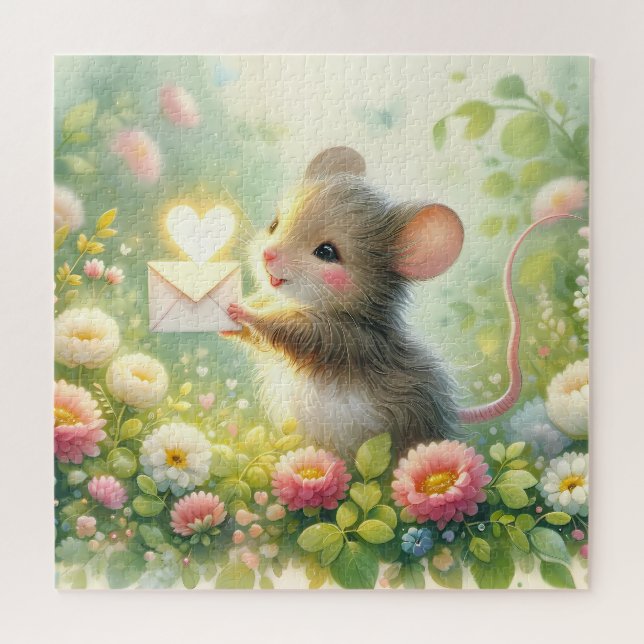 Puzzle Lettre d'amour de souris de cottage Prairie (Horizontal)