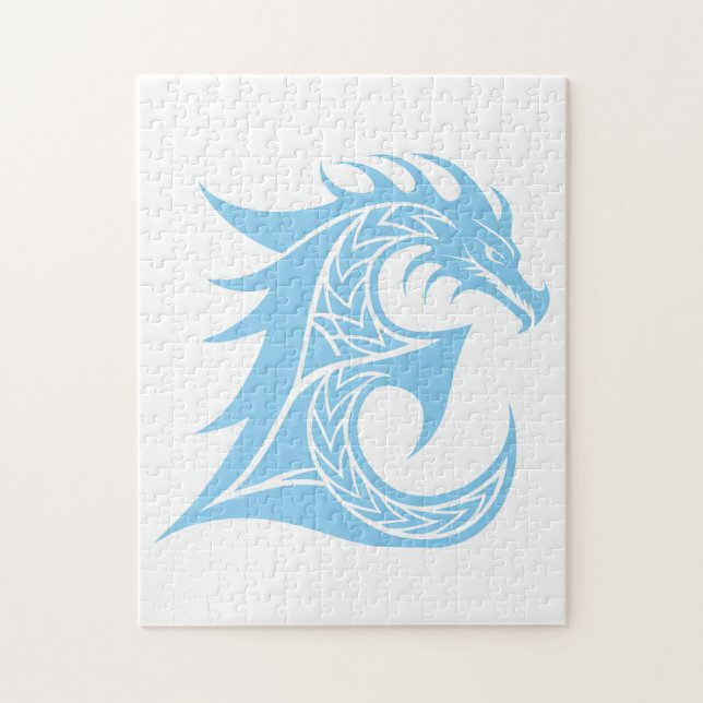 Puzzle Lettre E de style dragon, alphabet du dragon, mono (Vertical)
