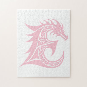 Puzzle Lettre E de style dragon, alphabet du dragon, mono