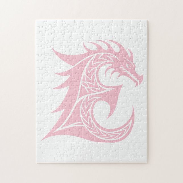 Puzzle Lettre E de style dragon, alphabet du dragon, mono (Vertical)