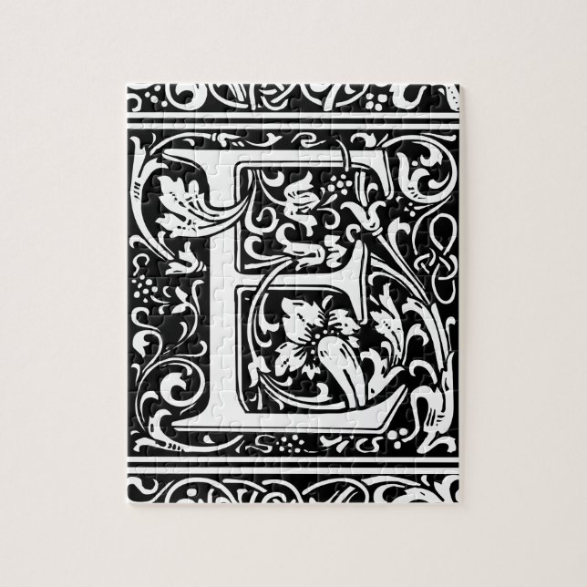 Puzzle Lettre E Monogramme médiéval Art Nouveau (Vertical)