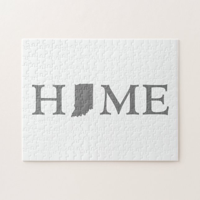 Puzzle Lettre en forme d'Indiana Hoosier Indianan Home (Horizontal)