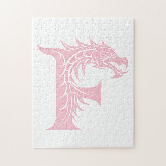 Puzzle Lettre F de style dragon, alphabet du dragon, mono (Vertical)