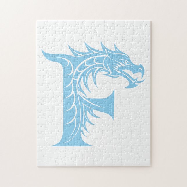 Puzzle Lettre F de style dragon, alphabet du dragon, mono (Vertical)