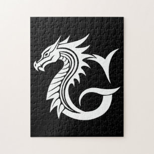 Puzzle Lettre G de style dragon, alphabet du dragon, mono