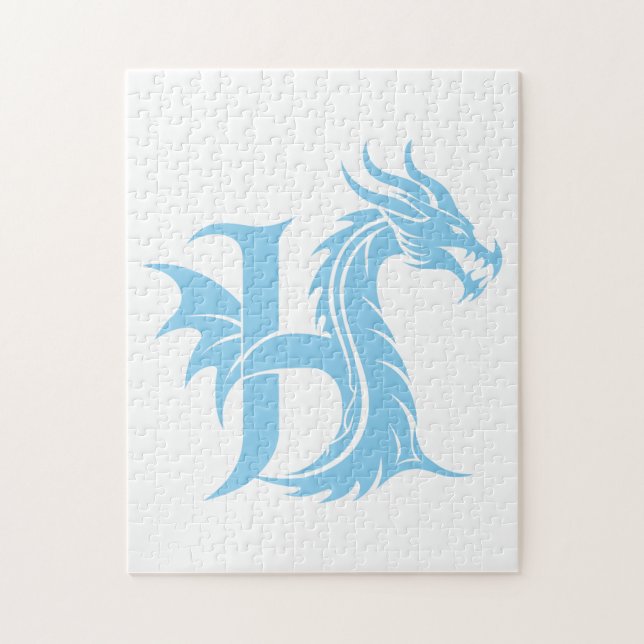 Puzzle Lettre H de style dragon, alphabet du dragon, mono (Vertical)