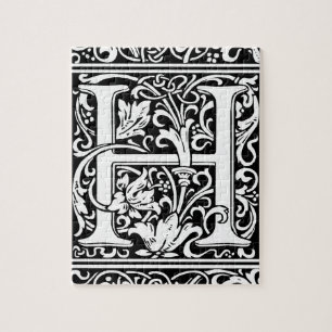 Puzzle Lettre H Monogramme médiéval Art Nouveau