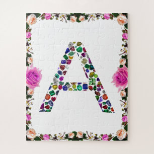 Puzzle Lettre initiale A avec Monogramme floral de pierre
