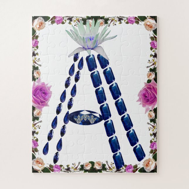 Puzzle Lettre Initiale A, Monogramme Moderne Design (Vertical)