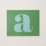 Puzzle Lettre initiale Monogramme moderne bleu et vert<br><div class="desc">Joli monogramme moderne en bleu clair et vert</div>