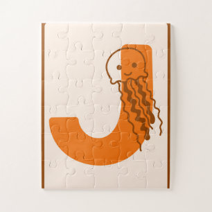 Puzzle Lettre ludique "J" Alphabet Art en Méduse