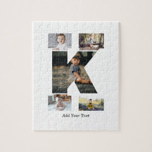 Puzzle Lettre noire et blanche K - Collage photo