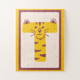 Puzzle 🐅Lettre "T" rugissante Impression d'art alphabéti
