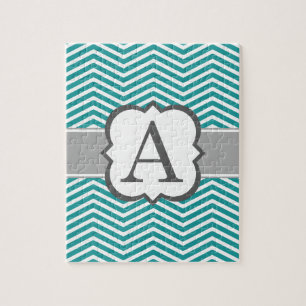 Puzzle LETTRE Turquoise MONOGRAPHIQUE BLANCHE A Chevron