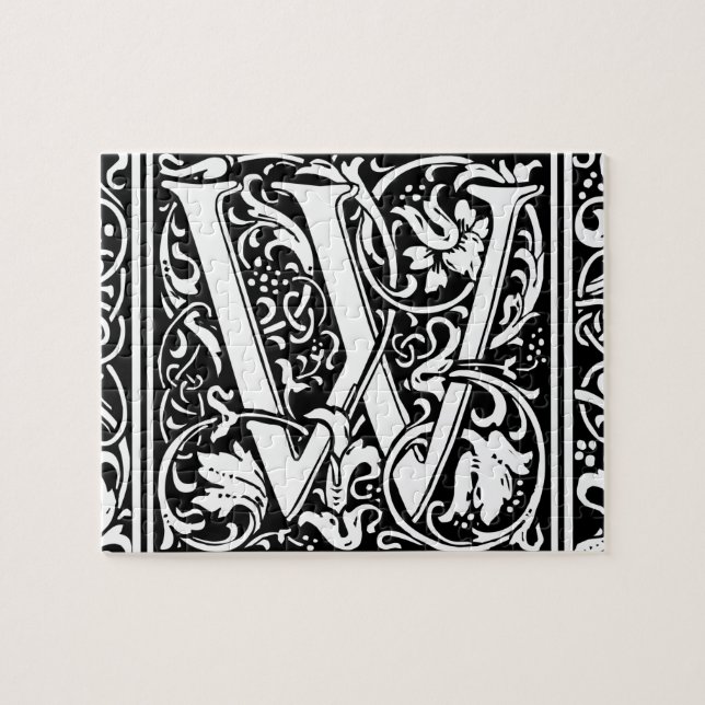 Puzzle Lettre W Monogramme Médiéval Initiale Vintage (Horizontal)
