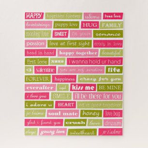 Puzzle Lettres d'amour rose et vert
