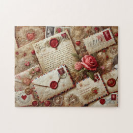 Puzzle Lettres d'amour vintage Collage romantique