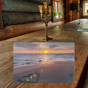 Puzzle Lettres D'Amour (Vos Initiales) Sur Sable Sunset B