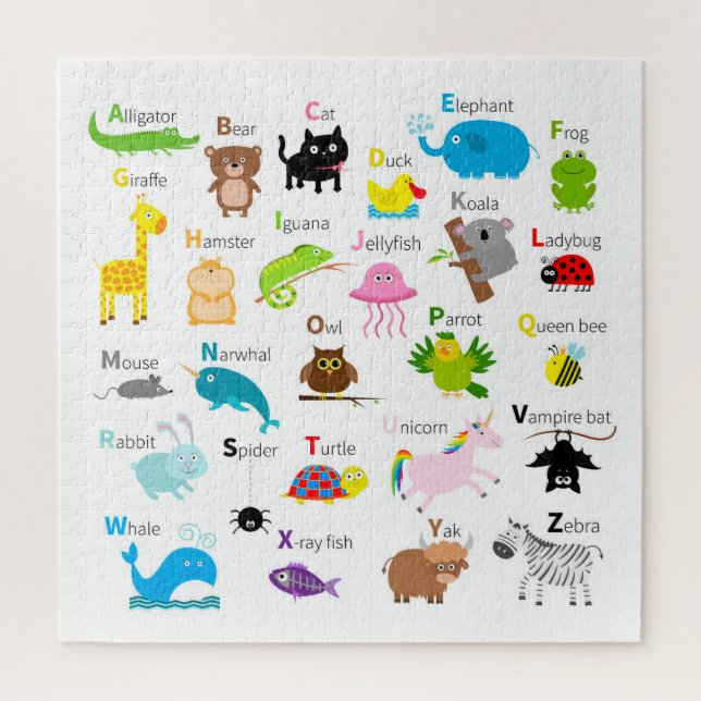 Puzzle Lettres de l'alphabet animal (Vertical)