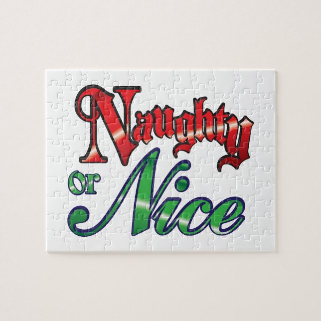 Puzzle Lettres rouges rétro Noël, Naughty ou Nice (Horizontal)