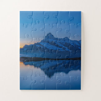 Puzzle Lever de soleil Bleu Montagne Neige Reflet