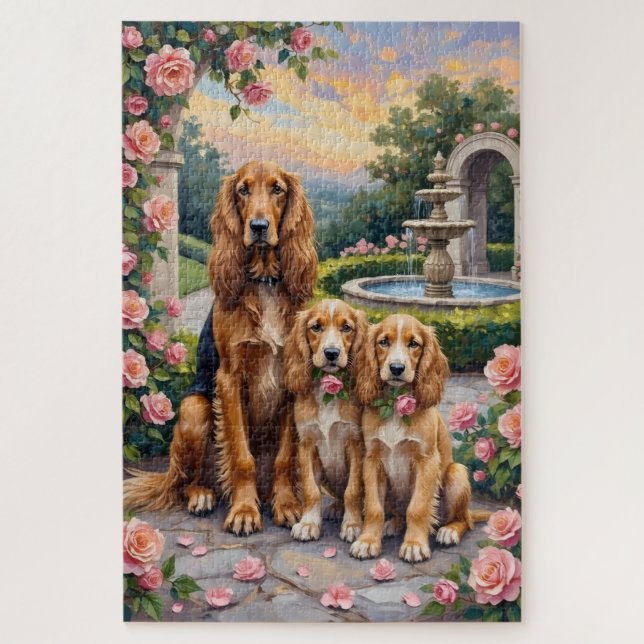 Puzzle Lévrier Afghan Jardinet de Roses Art (Vertical)