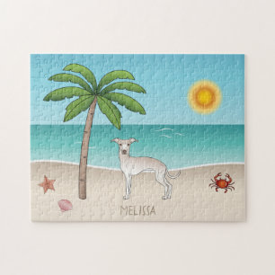 Puzzle Lévrier Italien Crème Sur Une Plage Tropicale D'ét