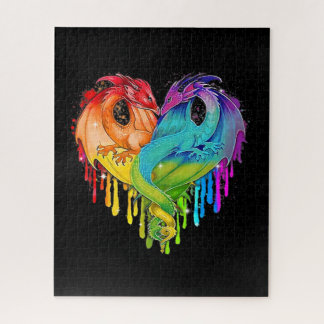 Puzzle LGBT Dragon Heart Rainbow Heart Dragon LGBT Pride
