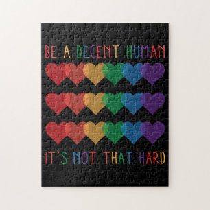 Puzzle LGBT Heart Retro Be A Decent Human Ce n'est pas qu