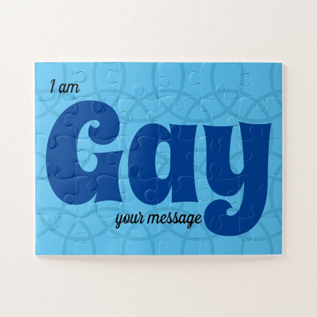Puzzle LGBTQ Sortie simple message personnalisé bleu (Horizontal)