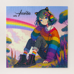 Puzzle LGBTQIA+ Anime Girl Lesbian Pride