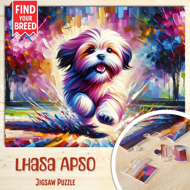 Puzzle Lhasa Apso Dog Portrait Acrylique Art Print Chien (Créateur téléchargé)