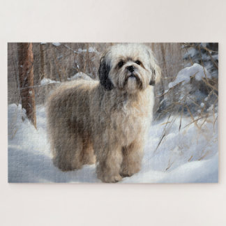 Puzzle Lhasa Apso Laissez Tomber la Neige Noël