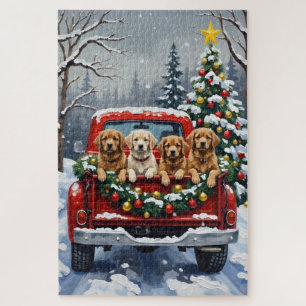 Puzzle Lhasa Apso Noël Camion Rouge Fêtes