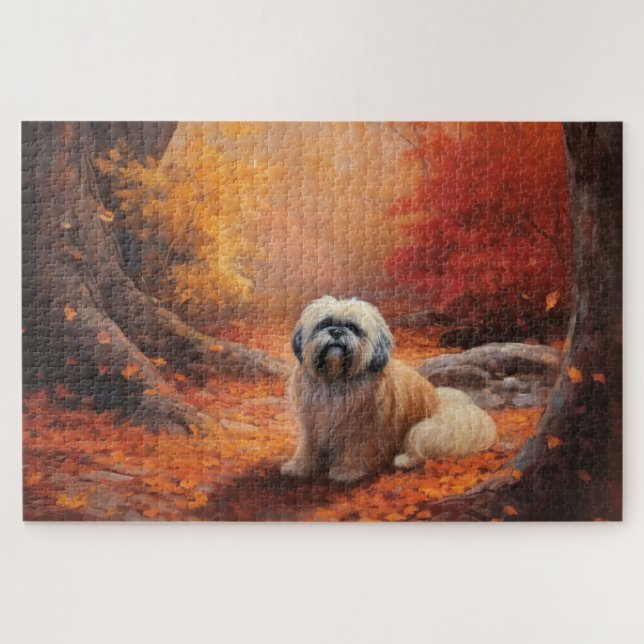 Puzzle Lhassa Apso à l'automne Leaves automne Inspire (Horizontal)