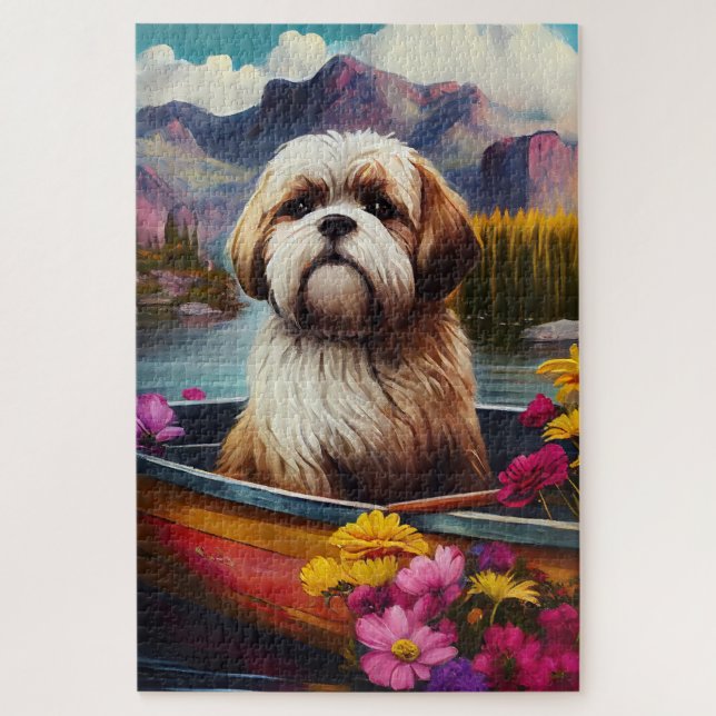 Puzzle Lhassa Apso sur une rame : une aventure Pittoresqu (Vertical)