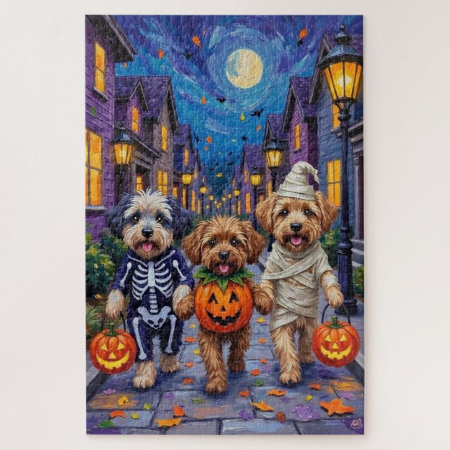 Puzzle Lhassa Apso Trick-or-Treating En Costumes Hallowee (Vertical)