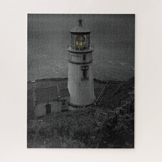 Puzzle L'historique Heceta Head Lighthouse B&W de l'Orego (Vertical)