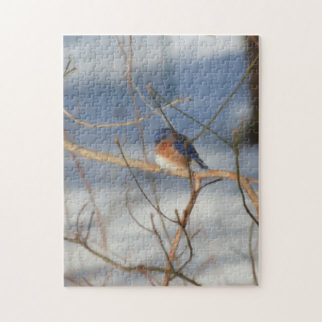 Puzzle L'hiver Bluebird Nature Art (Vertical)