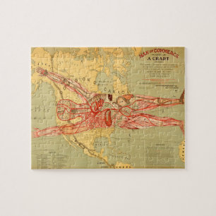 Puzzle L'homme du commerce Carte des États-Unis (1889)