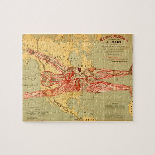 Puzzle L'homme du commerce Carte des États-Unis (1889) (Horizontal)