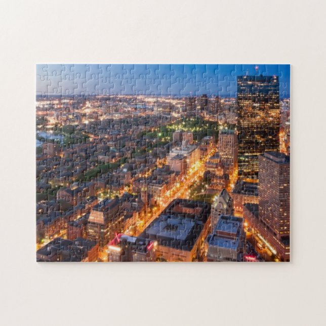 Puzzle L'horizon de Boston au crépuscule (Horizontal)