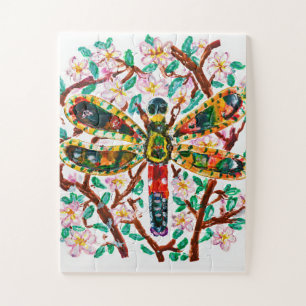 Puzzle Libellule Colorée dans un Jardin Fleuri
