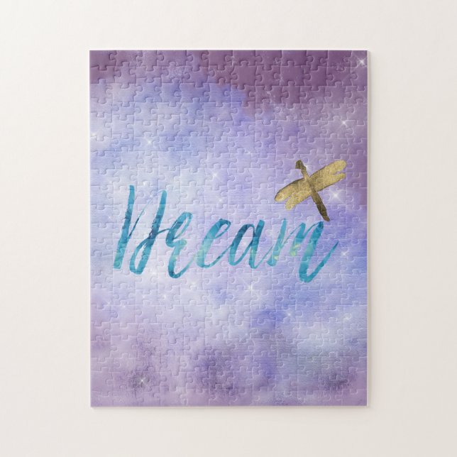 Puzzle Libellule dorée Purple Aqua Dream (Vertical)